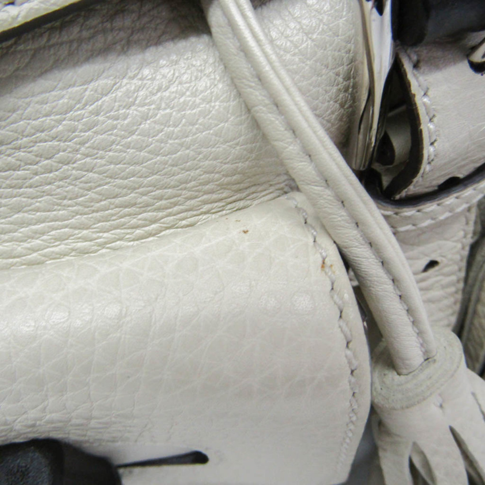 GUCCI White Leather Bamboo Backpack - Picture 7 of 16